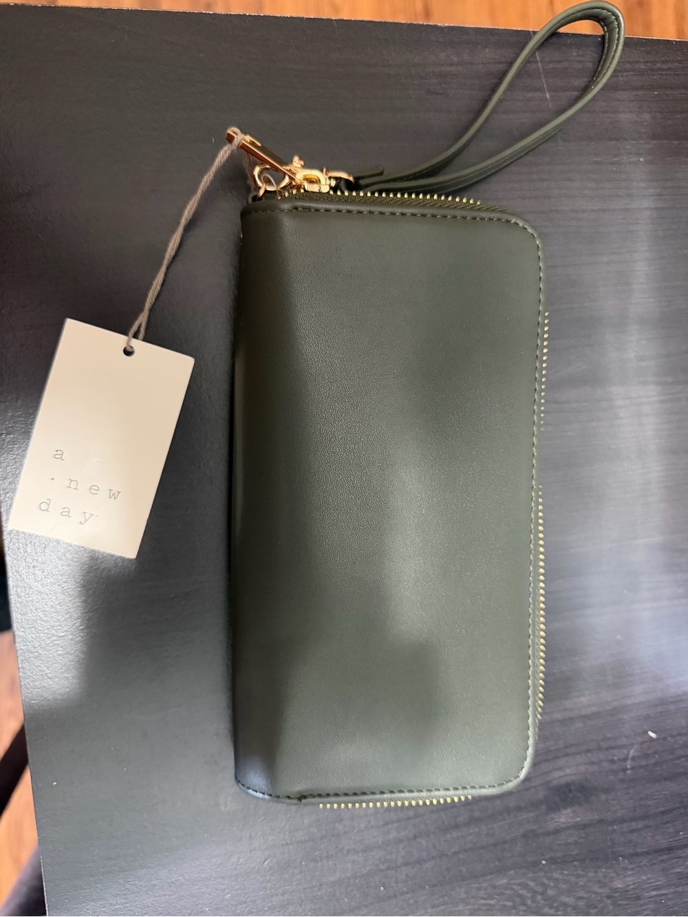a new day Olive Green Zip-Around Wristlet